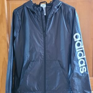 Adidas Windbreaker White/Black With Hood Size S
